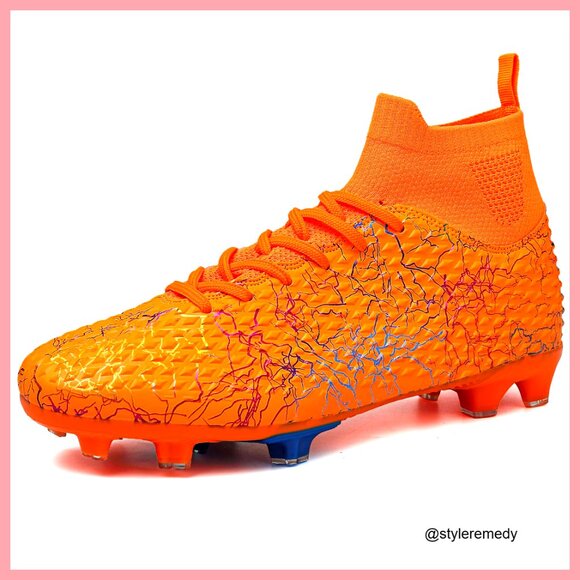 High-Top Soccer Cleats with Spikes, Breathable Athletic Shoes